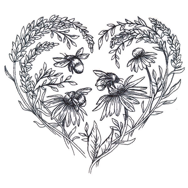 Buzzing Blossoms Heart Etching