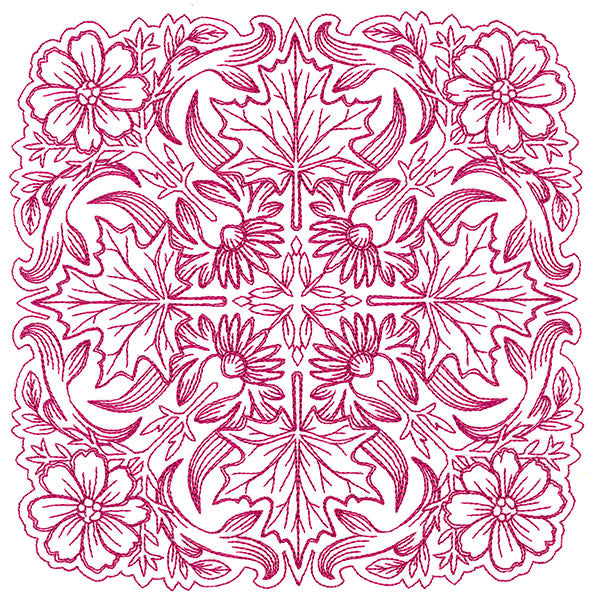 Blissful Aster & Maple Kaleidoscope Square