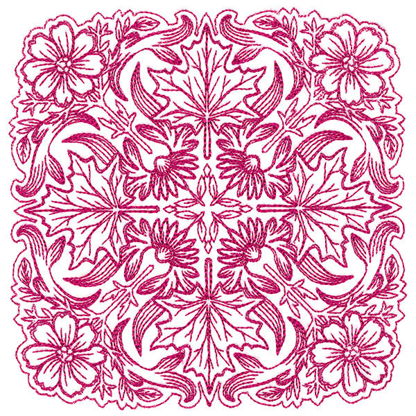 Blissful Aster & Maple Kaleidoscope Square
