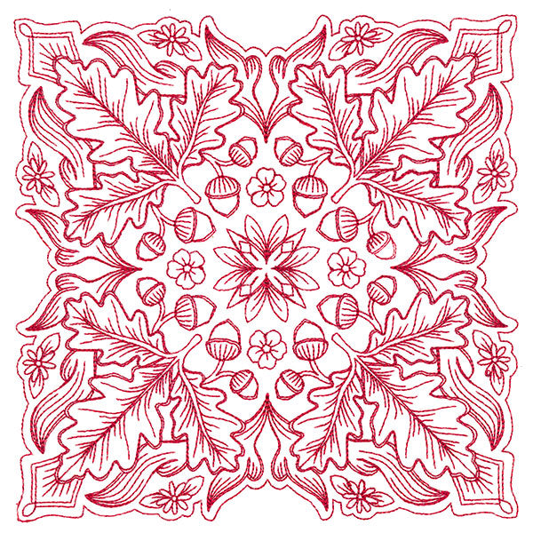 Blissful Oak & Acorns Kaleidoscope Square