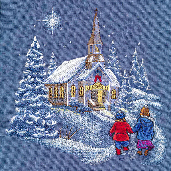 Snowy Christmas Church Scene