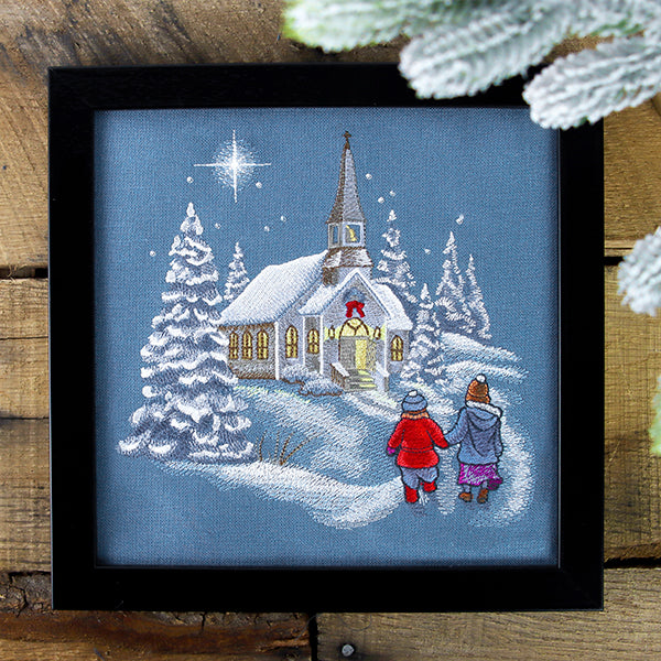Snowy Christmas Church Scene