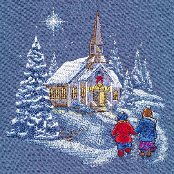 Snowy Christmas Church Scene