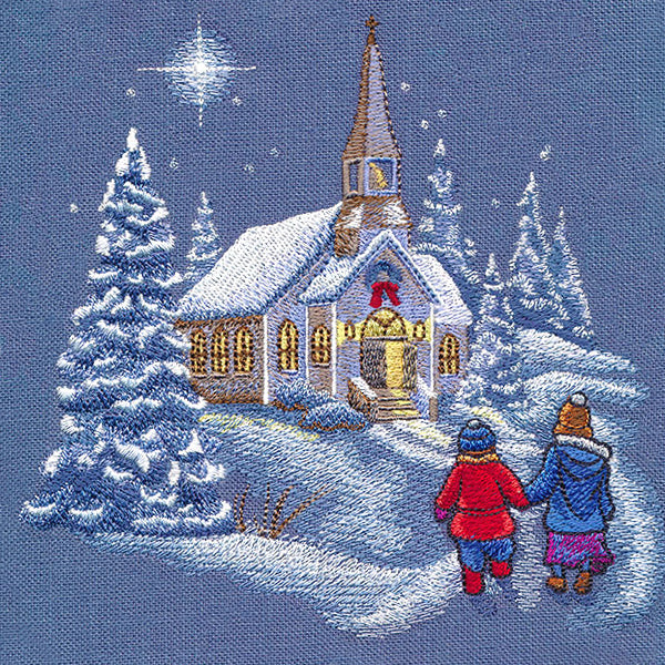 Snowy Christmas Church Scene