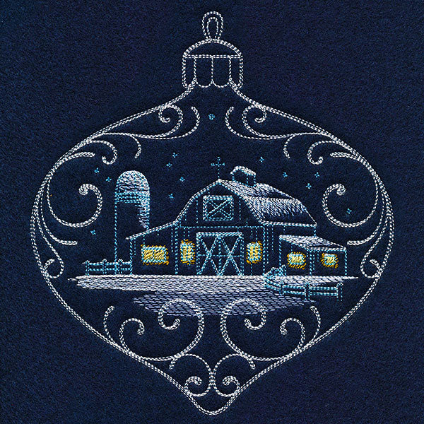 Frosted Barn Ornament