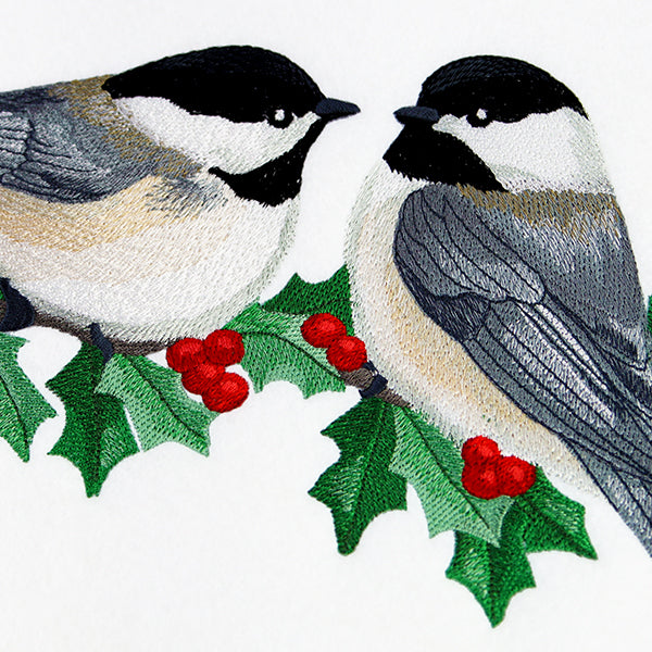 Winter Chickadees and Holly