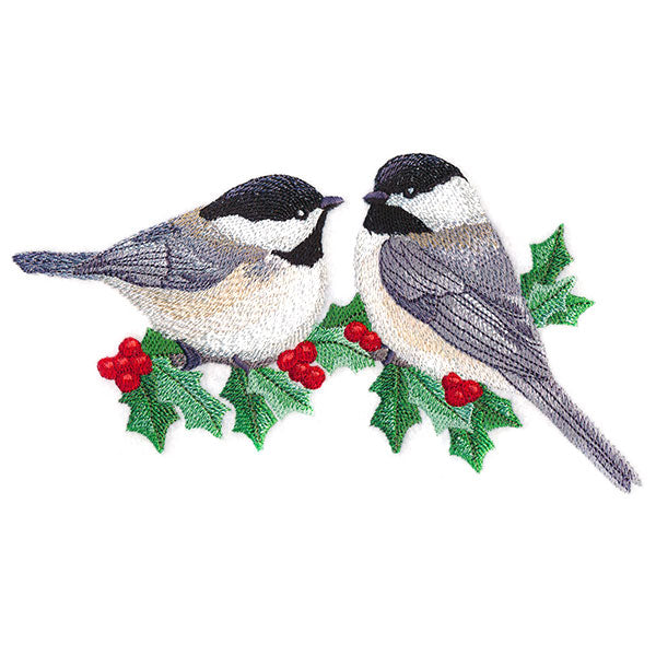 Winter Chickadees and Holly