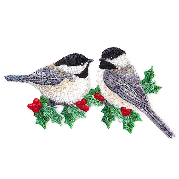 Winter Chickadees and Holly