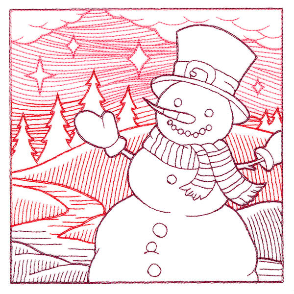 Christmas Snowman Etching