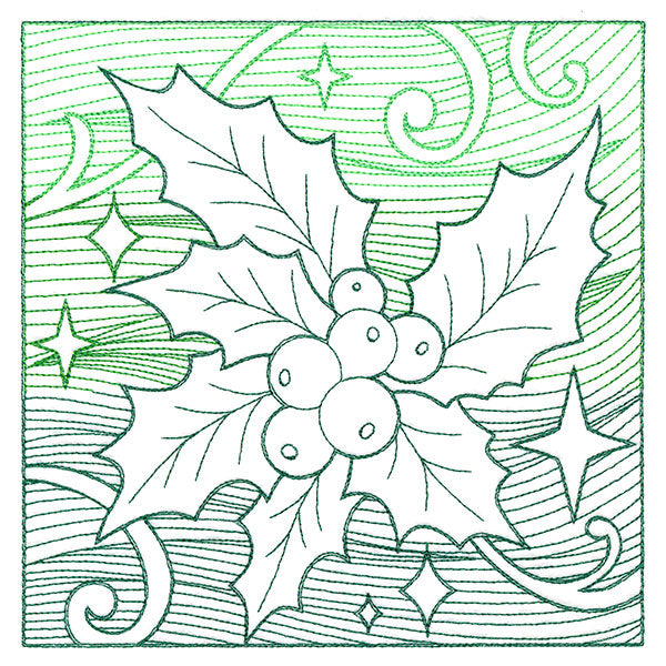 Christmas Holly Etching
