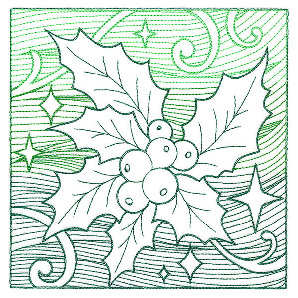 Christmas Holly Etching