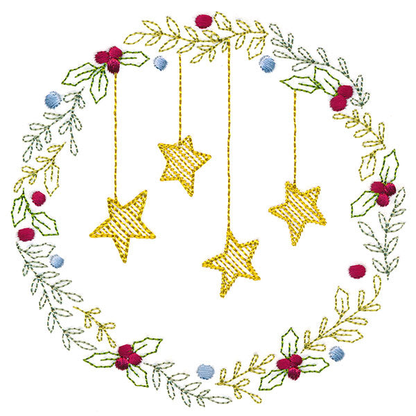 Christmas Botanicals Wreath with Stars