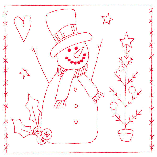 Simply Sweet Christmas - Snowman (Redwork)
