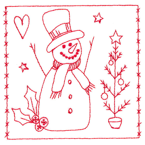 Simply Sweet Christmas - Snowman (Redwork)