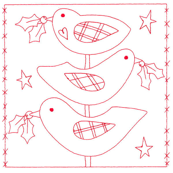 Simply Sweet Christmas - Birds (Redwork)