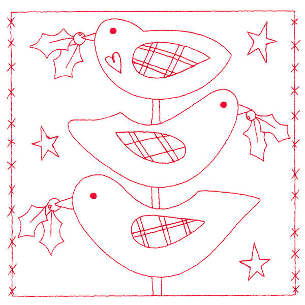 Simply Sweet Christmas - Birds (Redwork)