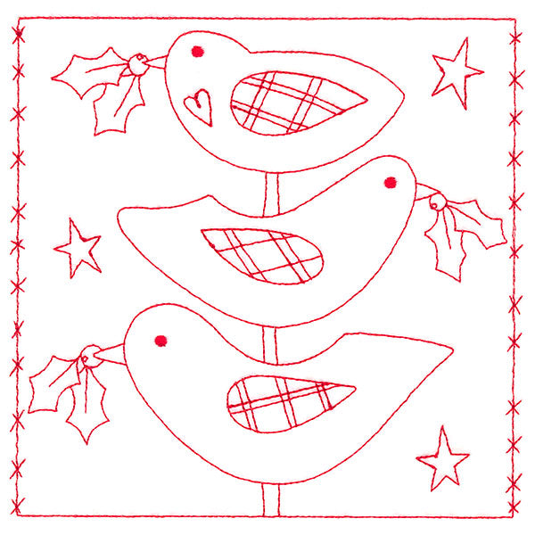Simply Sweet Christmas - Birds (Redwork)