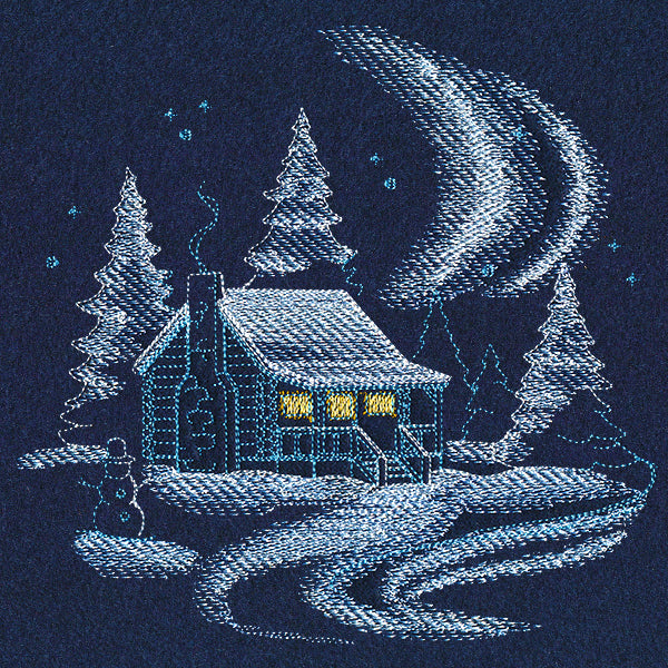 Frosted Log Cabin Scene
