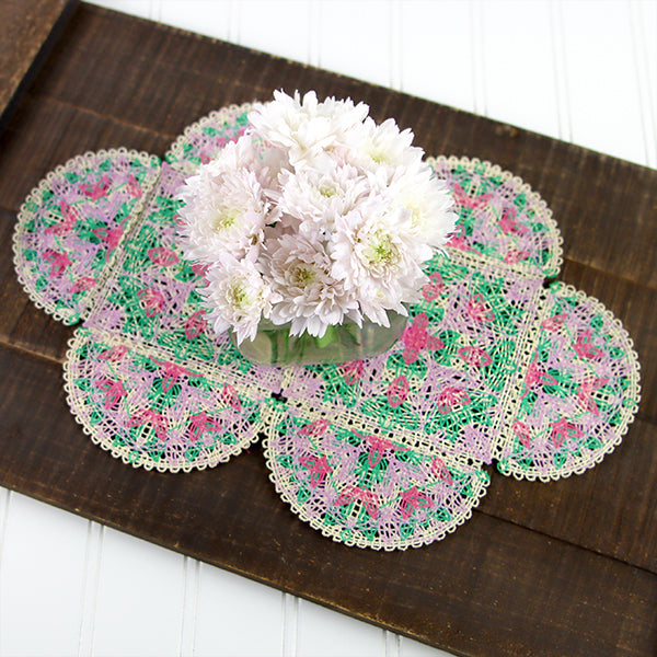 Spring Floral Granny Half Circle (Battenburg Lace)