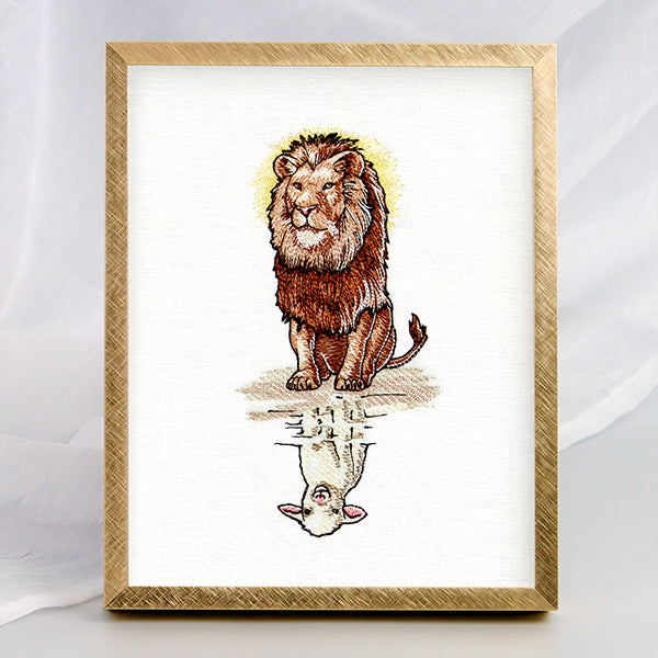 Majestic Lion and Lamb Reflection