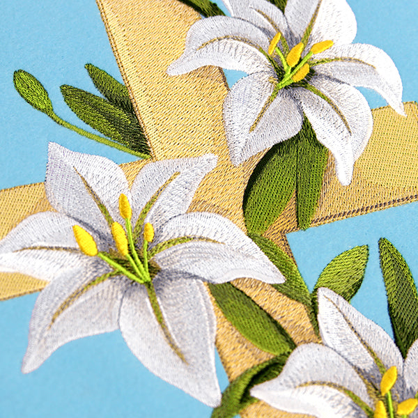 Elegant Lilies and Cross