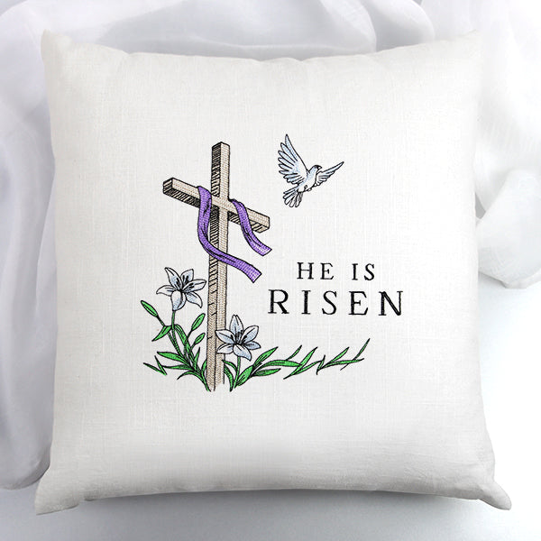 Elegant He is Risen Cross with Dove