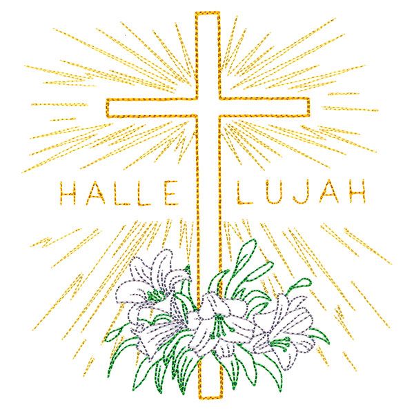 Hallelujah Easter Cross and Lilies