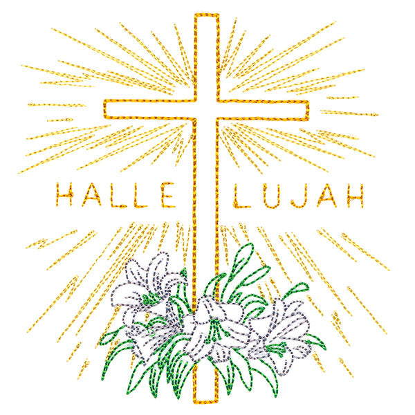 Hallelujah Easter Cross and Lilies