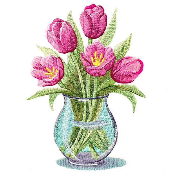 Realistic and Lovely Vase of Tulips