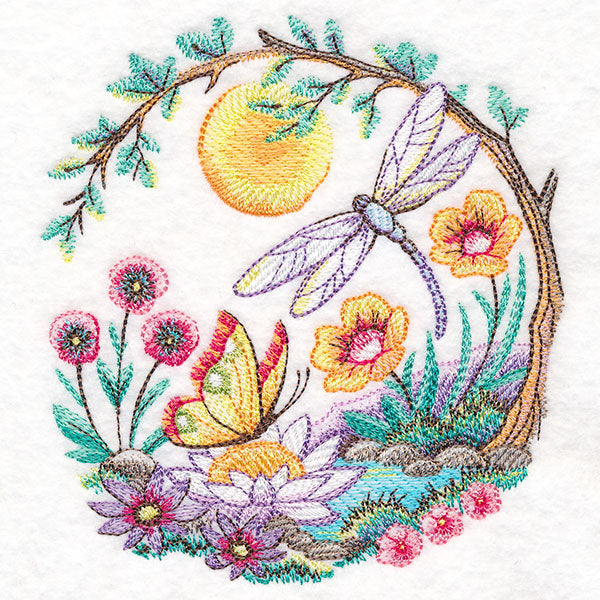 Sunset Glade Dragonfly and Butterfly Wreath