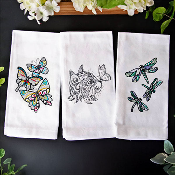 Doodle Treasure - Kitten and Butterfly (Blackwork)