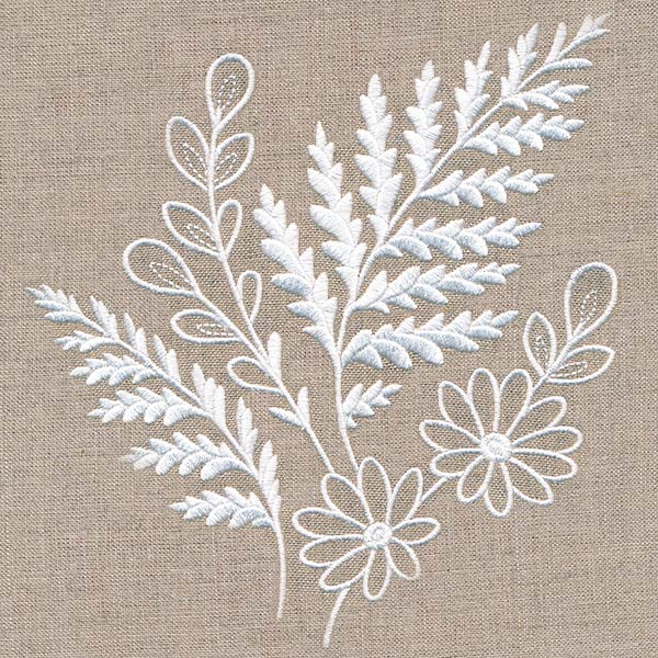Fern and Flowers Accent (Whitework)