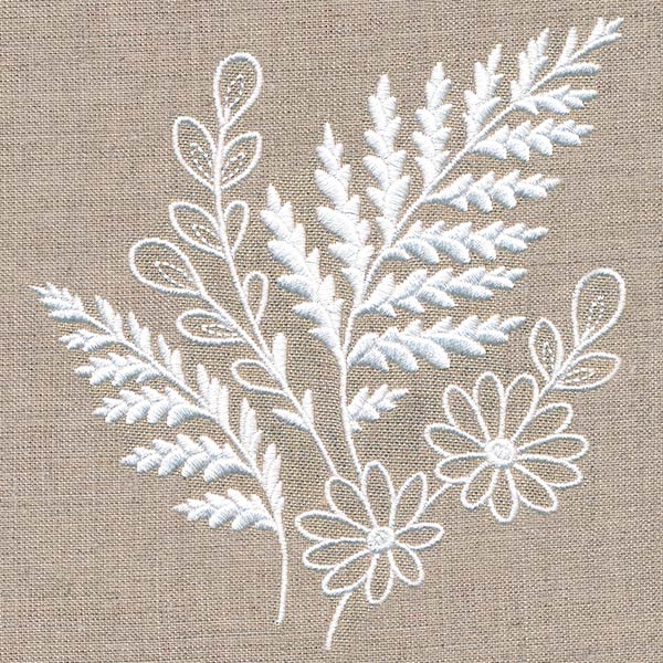 Fern and Flowers Accent (Whitework)