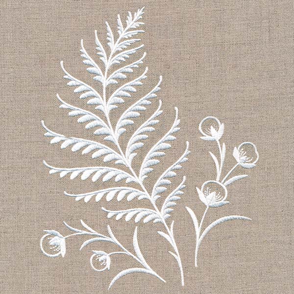 Fern and Berries Accent (Whitework)