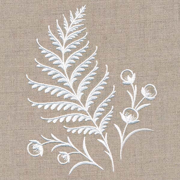 Fern and Berries Accent (Whitework)