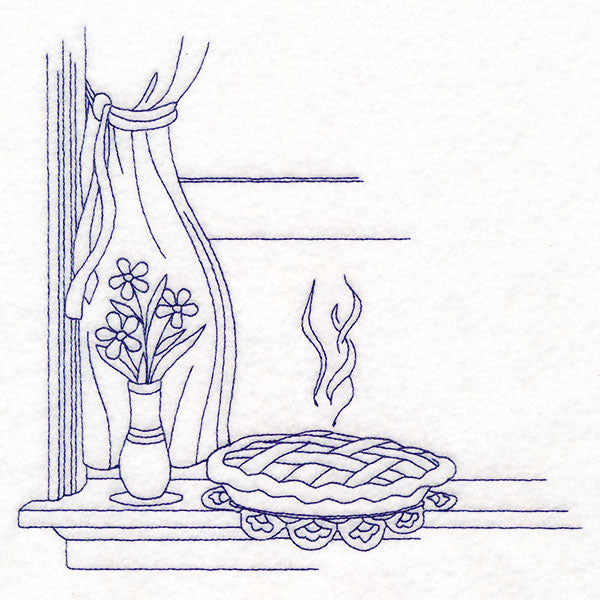 Timeless Kitchen Scenes - Pie Cooling on a Window Sill