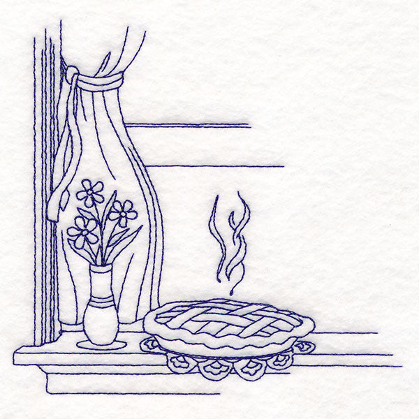 Timeless Kitchen Scenes - Pie Cooling on a Window Sill