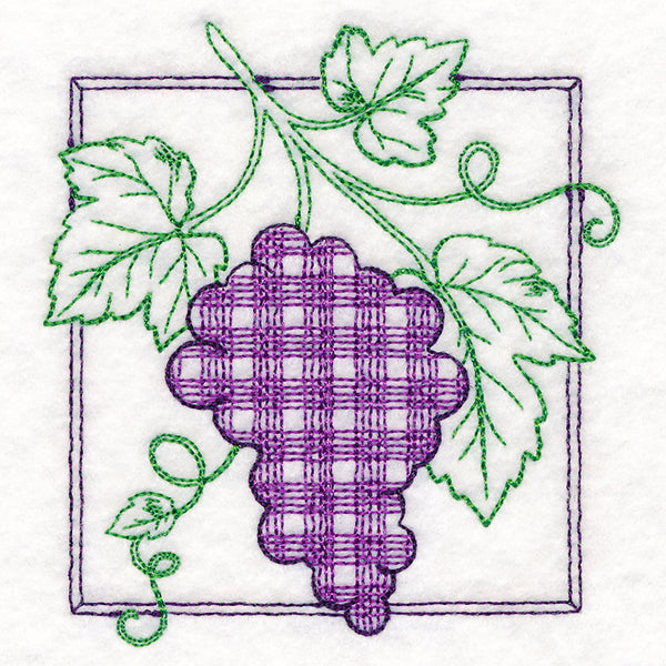 Retro Gingham Fruit - Grapes