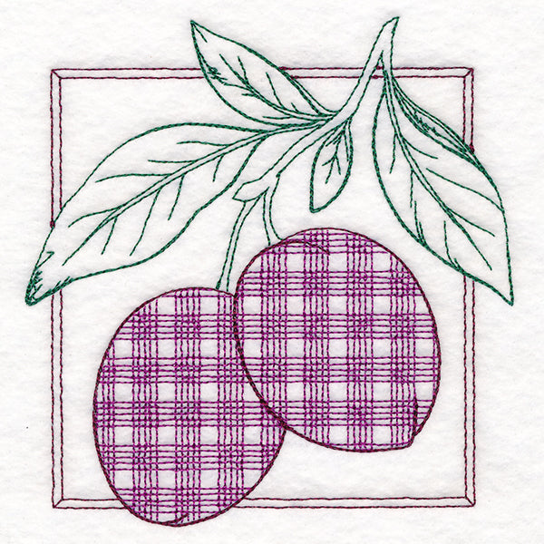 Retro Gingham Fruit - Plums
