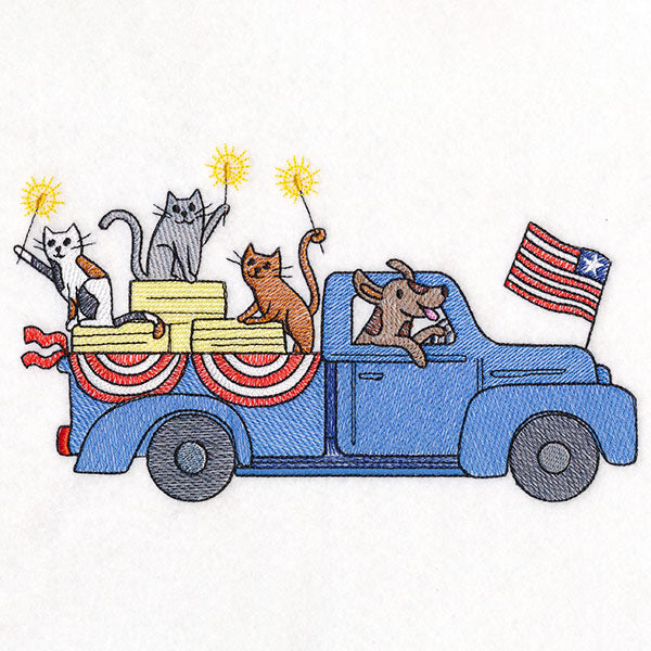 Americana Farm Parade - Cat and Dog Retro Truck