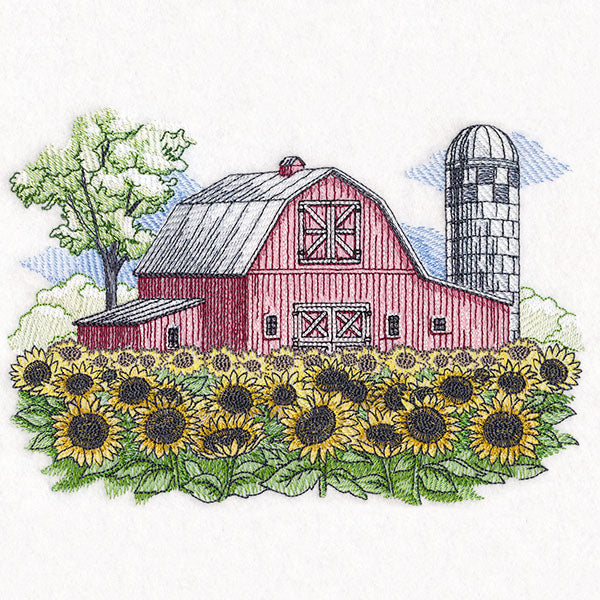 Sunflower Barn Scene