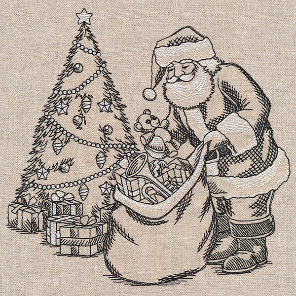 Santa Bringing Gifts Etching