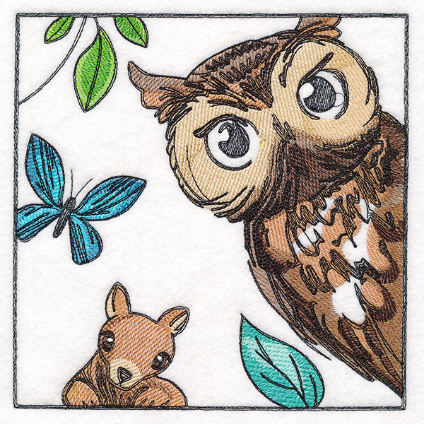 Woodland Animal Friends Window Scene - Owl & Squirrel