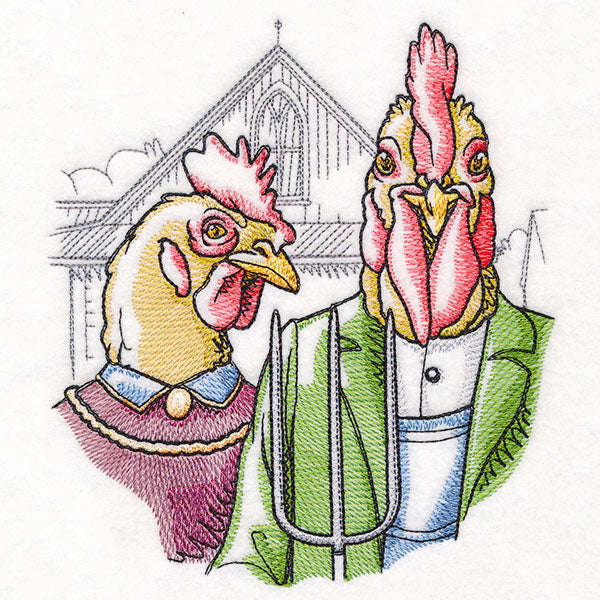 American Gothic Chickens