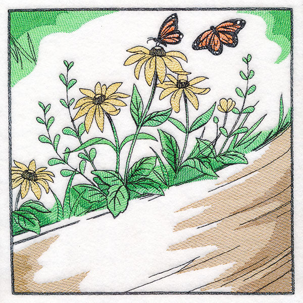 Fall on the Farm Scene - Butterflies and Flowers