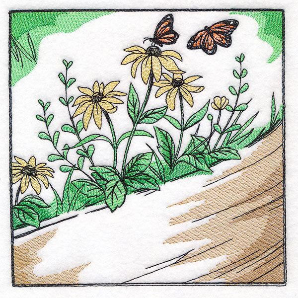 Fall on the Farm Scene - Butterflies and Flowers