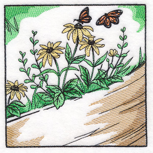 Fall on the Farm Scene - Butterflies and Flowers