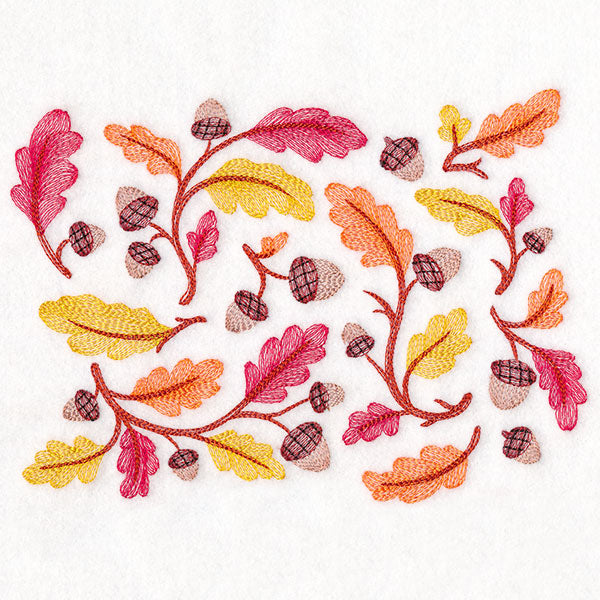 Perfectly Repeatable Autumn Acorns and Leaves