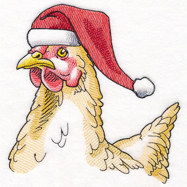 Plucky Christmas Chicken in Santa Hat