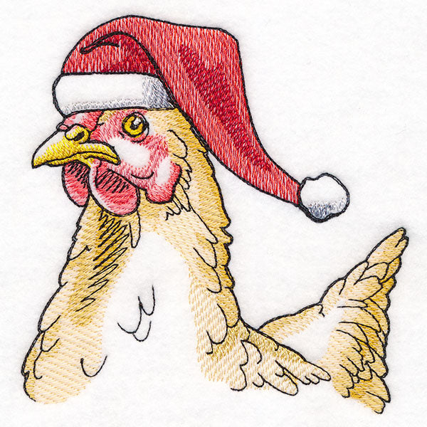 Plucky Christmas Chicken in Santa Hat